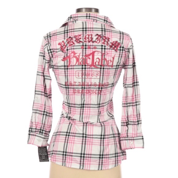 {Blac Label Pink} NWT 3/4 Sleeve Button Down S - Picture 2 of 10